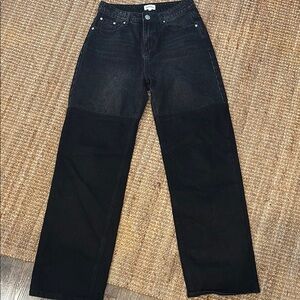 Superdown Black Straight Jeans with half black material